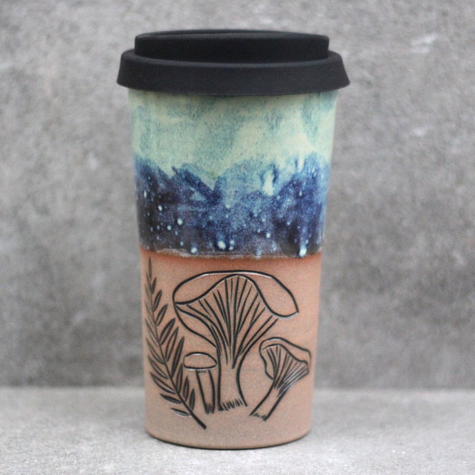 Mushroom and Fern Travel Tumbler - 18oz - Tidal Sunrise